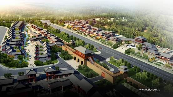 說明: C:3至道案例資料！函谷關(guān)文化園函谷關(guān)古鎮(zhèn)一期修規(guī)5.北區(qū)鳥瞰二.jpg